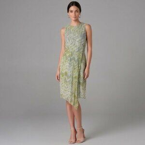 ULLA JOHNSON Green Patterned Knee Length Wrap Style Cotton Dress Size 4